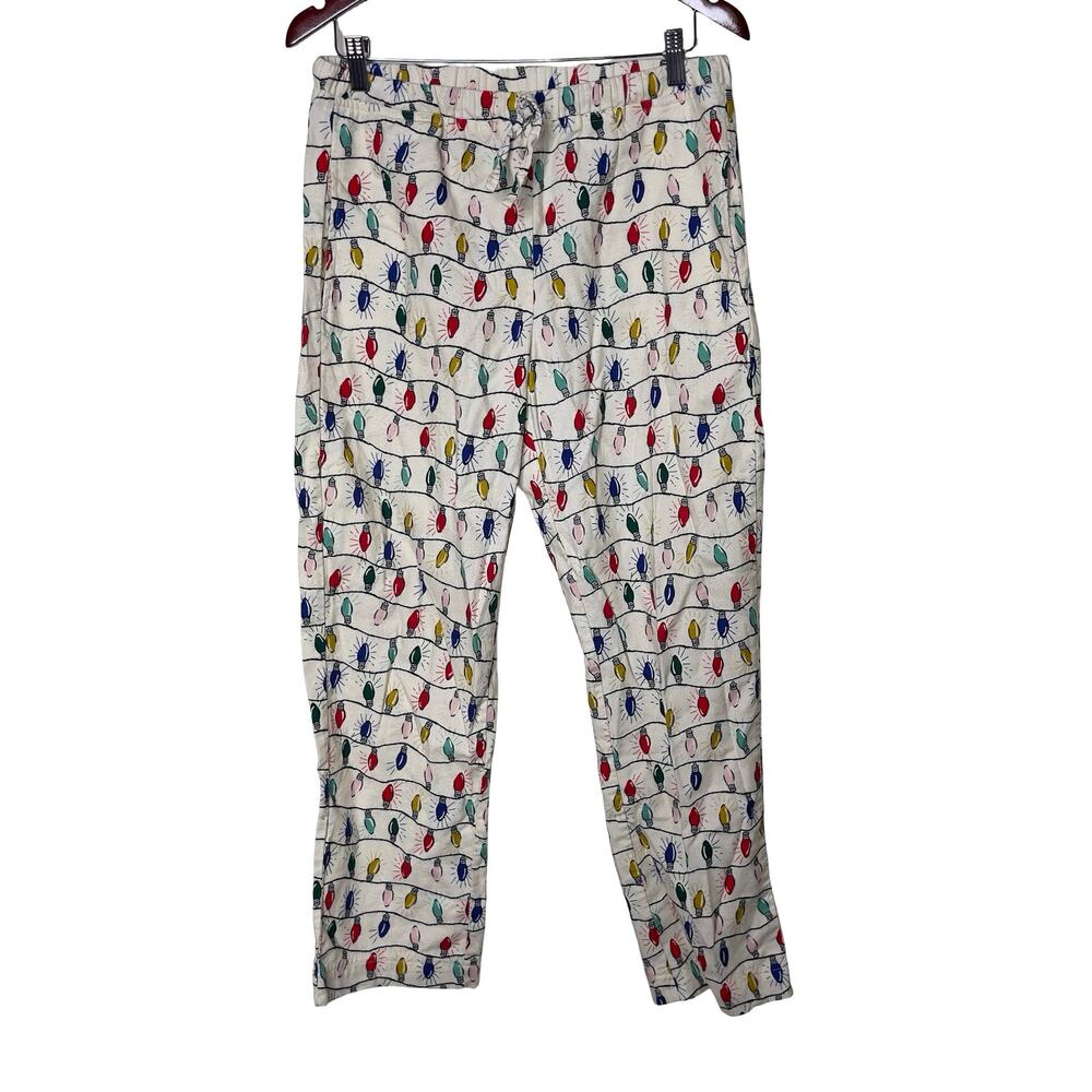 Hanna Andersson adult holidays light flannel cotton straight leg pants sz L